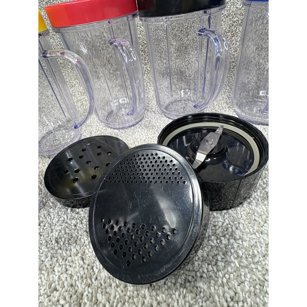 Magic Bullet Replacement Cups w/ Handles Color Rim Rings Tops Shaker 13 Pc Lot - Picture 5 of 9